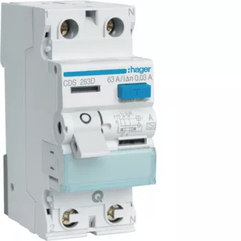 Hager CDS263D RCCB 2-pólový 63A 30mA Typ A 6kA QuickConnect