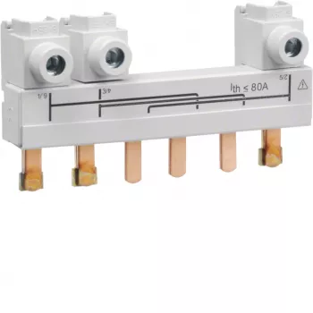 Hager HZC708 3-polová kolíková zbernica 63-80A 10mm² 12 modulov 210mm sivá