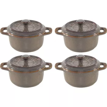Staub Mini Cocotte sada 4-dielna keramika okrúhla antikgrau 10 cm