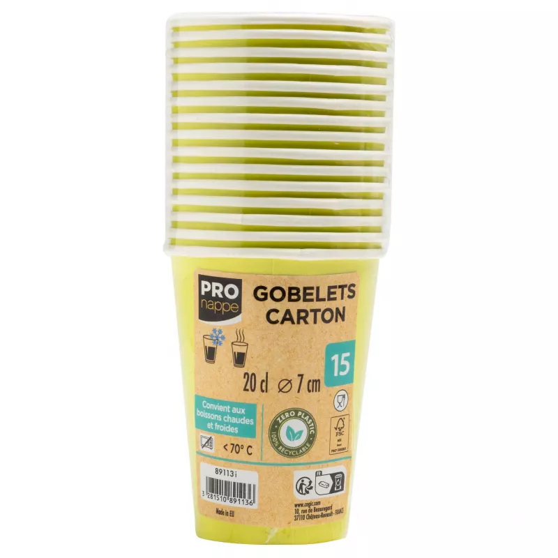 PROnappe 15 Papierové poháre 200 ml, kivizelené (89113I)