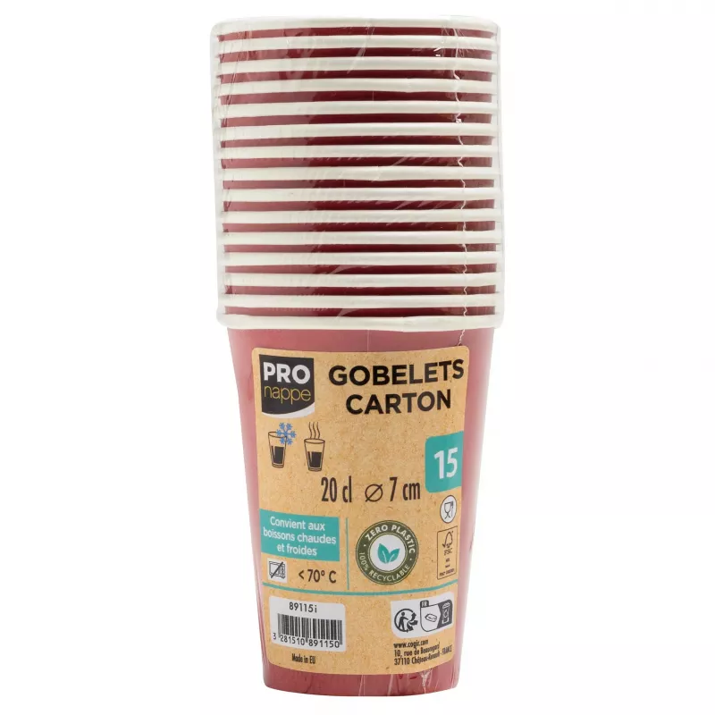 PROnappe 15 Papierové poháre 200 ml, červené (89115I)
