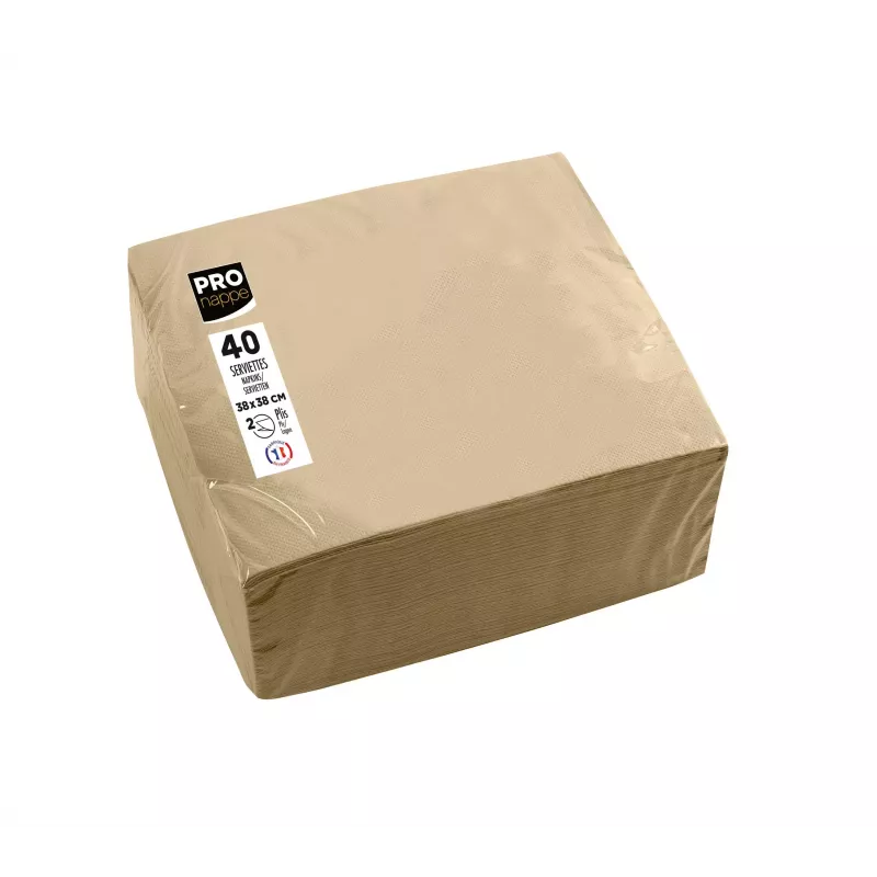 PROnappe servítky béžovo-hnedá 2-vrstvové 19,0 x 19,0 cm 40 ks