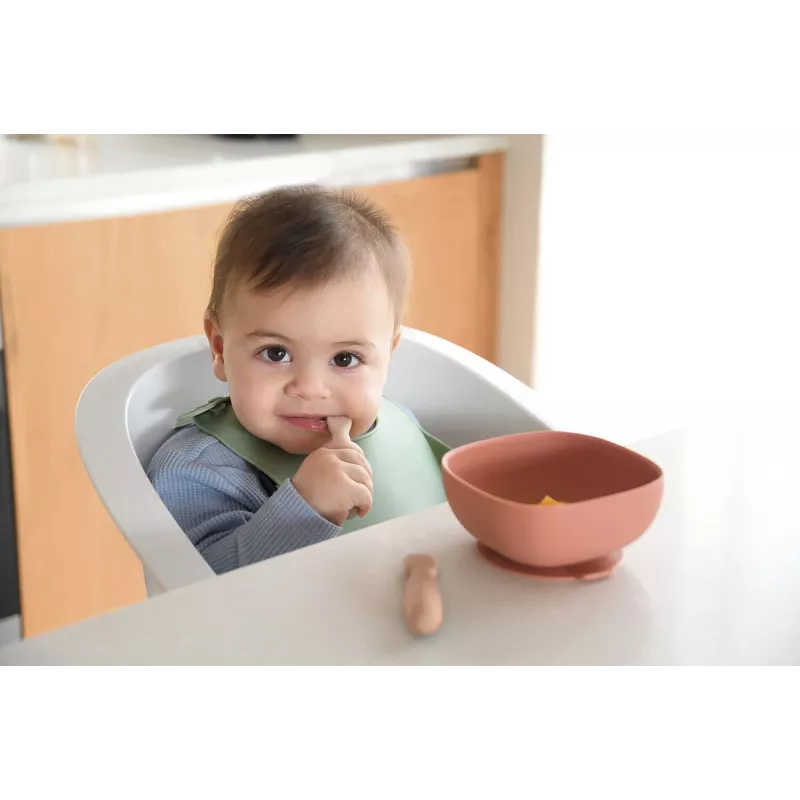 Beaba súprava 2 silikónových prvých lyžičiek a hrýzatiek Praline/Clay