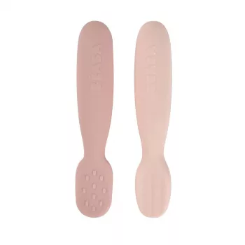 Beaba súprava 2 silikónových prvých lyžičiek a hrýzatiek Cotton Candy/Sorbet