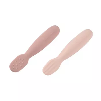 Beaba súprava 2 silikónových prvých lyžičiek a hrýzatiek Cotton Candy/Sorbet