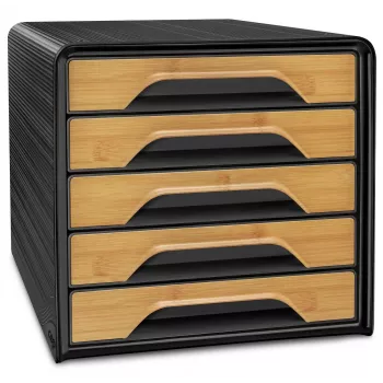 CEP Office Solution Smoove Silva Zásuvkový box 5 zásuviek čierna/bambus
