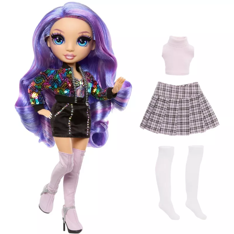 MGA Rainbow High Violet Willow módna bábika s 2 outfitmi a doplnkami