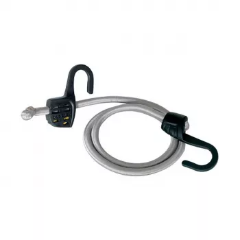 Master Lock 3138EURDAT Nastaviteľná gumová šnúra s hákmi, 15-150 cm, sivá