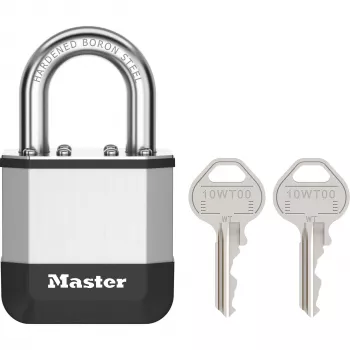 Master Lock Elite 45mm vrstvený visací zámok s 25mm oblúkom, 5-kolíkový valec, strieborná/sivá