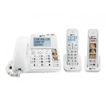 Geemarc Pack SENIOR 295 káblový a bezdrôtový telefón pre seniorov so záznamníkom, fotografickými tlačidlami, bezdrôtovým mikrotelefónom s podsvieteným displejom, biela