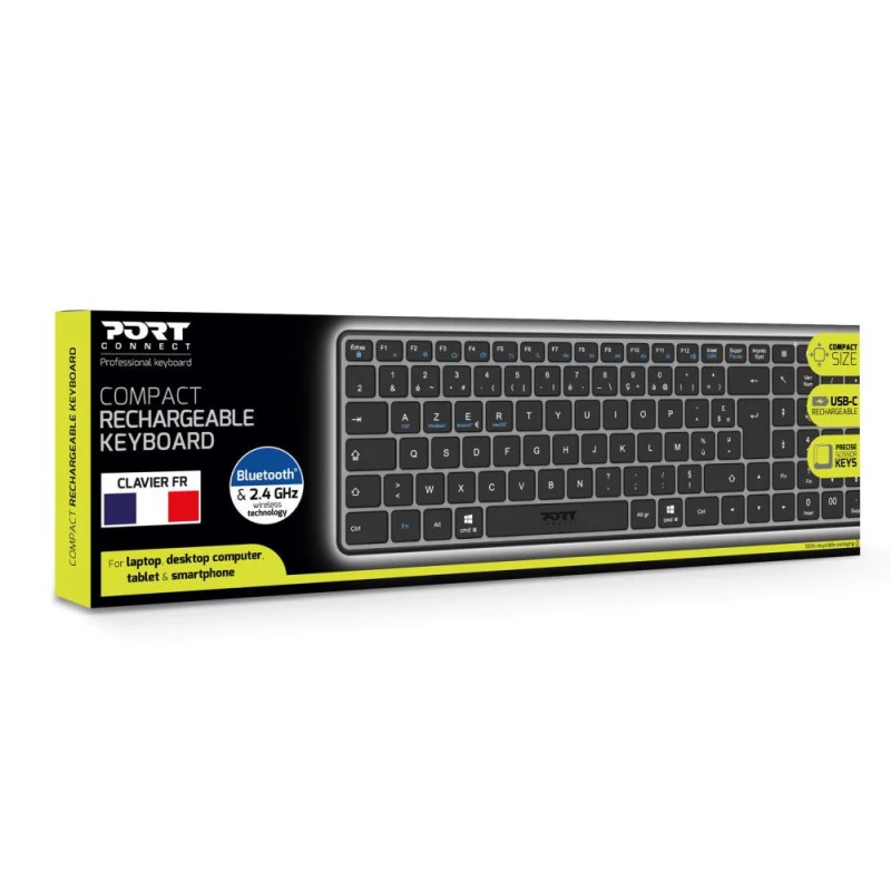 PORT Designs FR - klávesnica Compact Pro nabíjateľná Bluetooth AZERTY čierna
