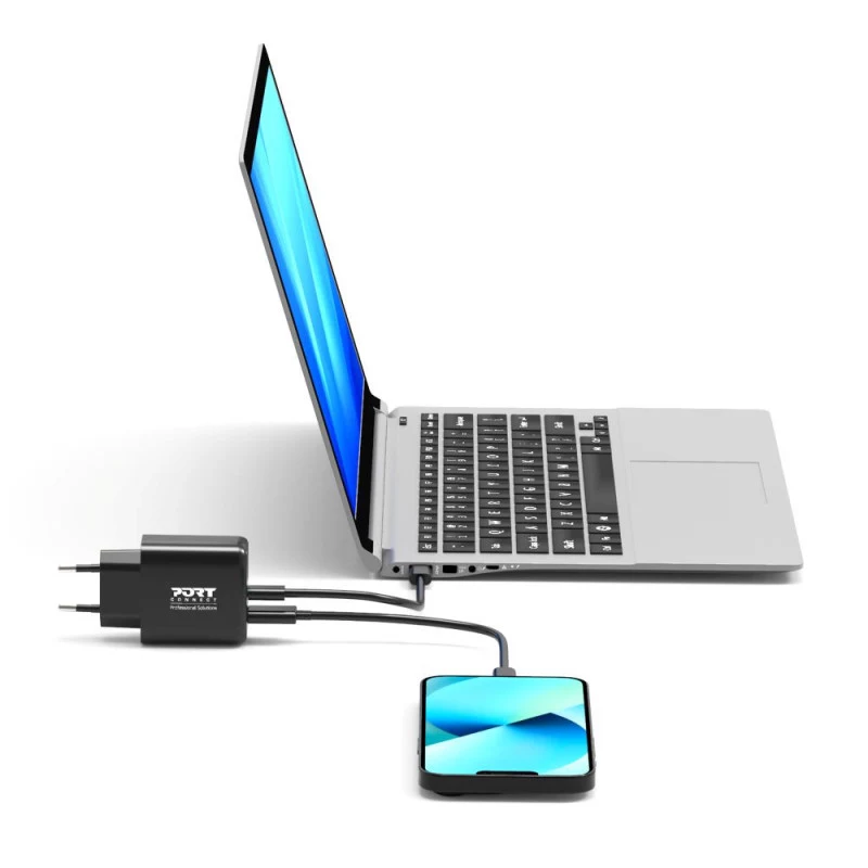 PORT Designs 2-portový GaN USB-C/A adaptér 4-in-1 65W nabíjačka čierna