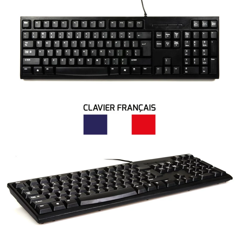 PORT Designs 900900 plnohodnotná káblová USB klávesnica a myš set, AZERTY rozloženie, čierna