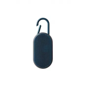 Lexon Mino T prenosný Bluetooth reproduktor s nabíjacou stanicou a karabínkou, tmavomodrý, IPX4, 3W, TWS, diaľkové spúšťanie selfie, LA124DB9