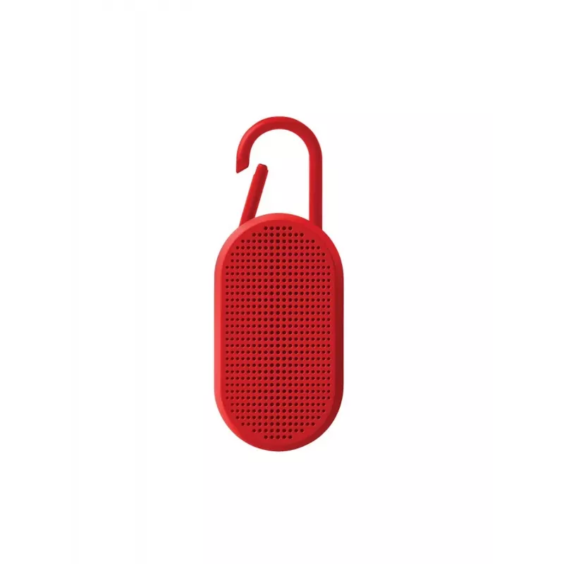 Lexon Mino T Prenosný Bluetooth reproduktor so stojanom a karabínou, červený