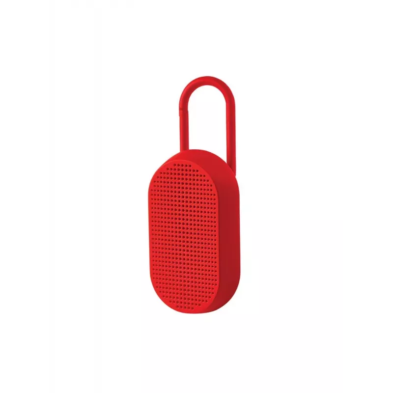 Lexon Mino T Prenosný Bluetooth reproduktor so stojanom a karabínou, červený