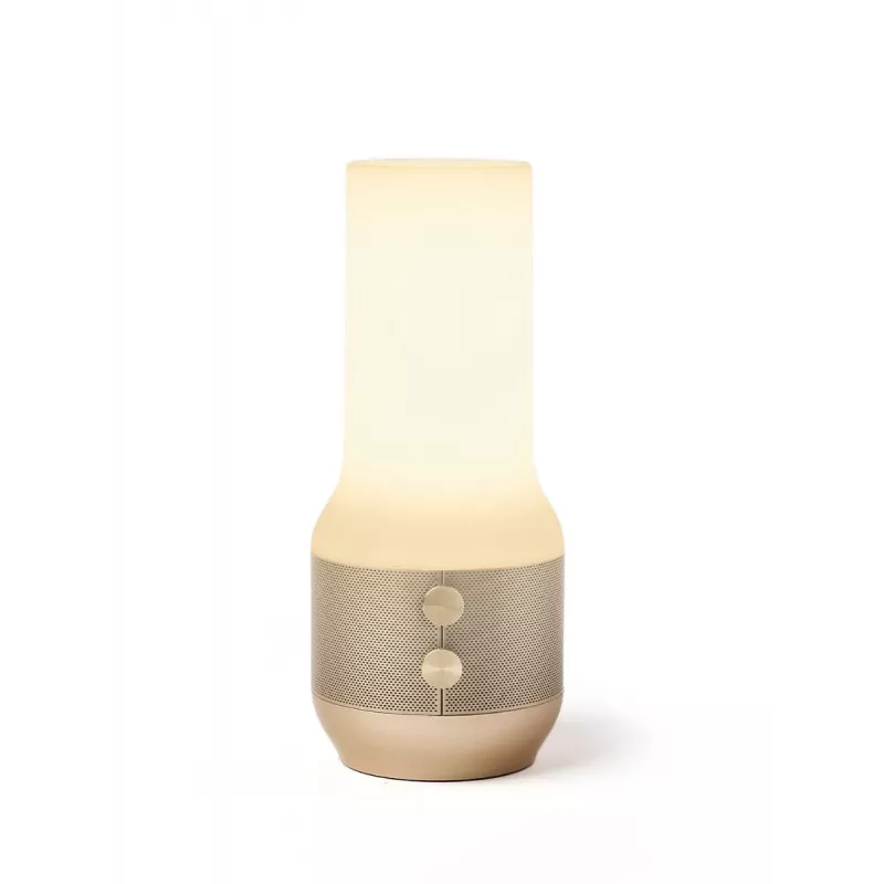 LEXON Terrace+ 3-in-1 LED lampa, Bluetooth reproduktor, powerbanka 2000 mAh, zlatá LA134D