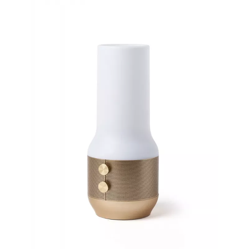 LEXON Terrace+ 3-in-1 LED lampa, Bluetooth reproduktor, powerbanka 2000 mAh, zlatá LA134D