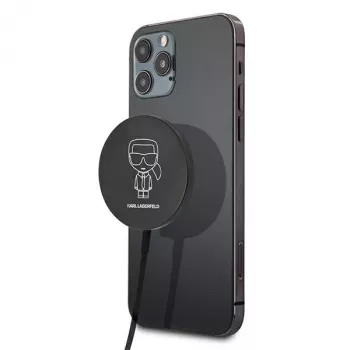 Karl Lagerfeld MagSafe-kompatibilná bezdrôtová nabíjačka 15W čierna