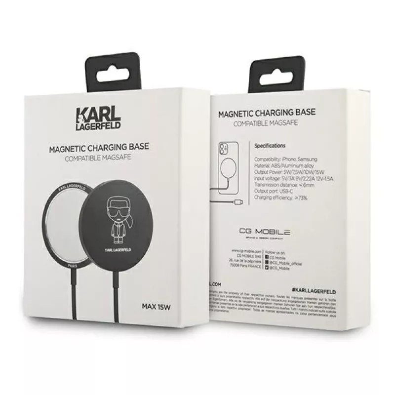 Karl Lagerfeld MagSafe-kompatibilná bezdrôtová nabíjačka 15W čierna