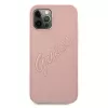 Guess GUHCP12LRSAVSRG Saffiano Vintage Script pevné puzdro pre Apple iPhone 12 Pro Max, ružová