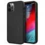 AMG pevné kožené puzdro s razeným vzorom pre Apple iPhone 12 Pro Max 6,7 palca čierne