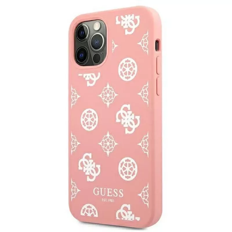 Guess GUHCP12LLSPEWPI iPhone 12 Pro Max 6,7 palca ružové pevné puzdro Peony Collection