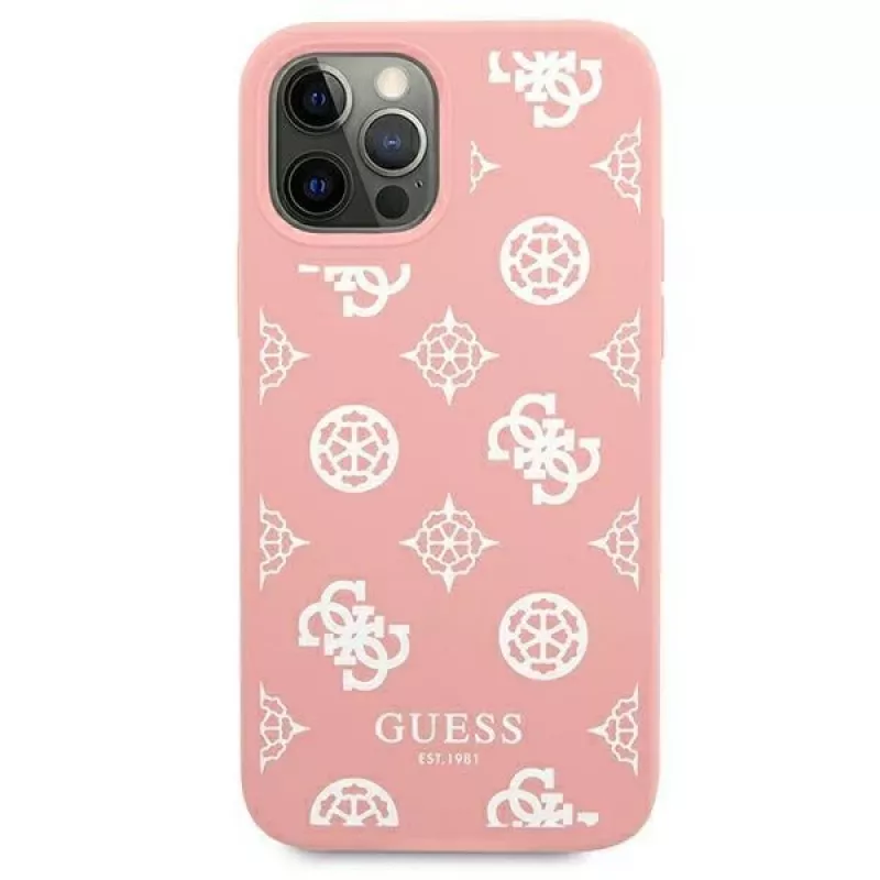 Guess GUHCP12LLSPEWPI iPhone 12 Pro Max 6,7 palca ružové pevné puzdro Peony Collection