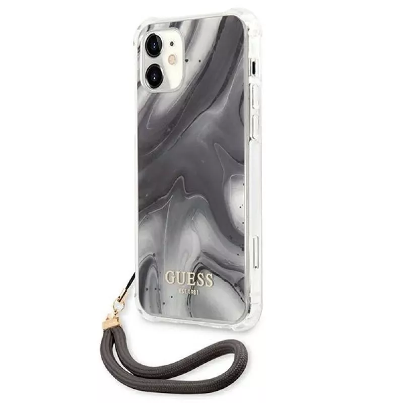 Guess GUHCP12SKSMAGR iPhone 12 Mini 5,4 palca sivé pevné puzdro Marble Collection