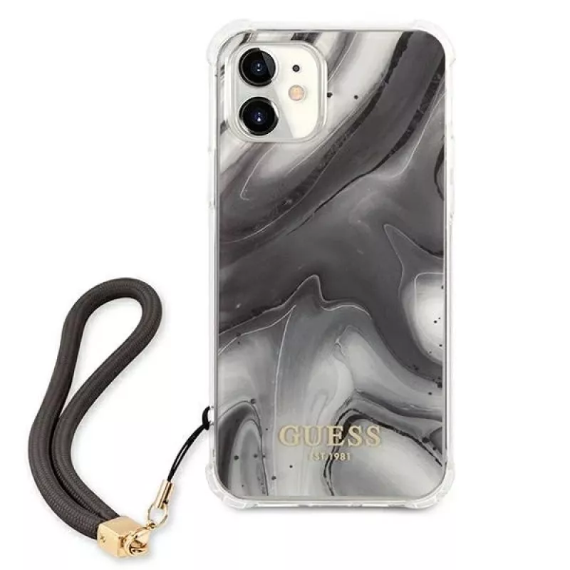 Guess GUHCP12SKSMAGR iPhone 12 Mini 5,4 palca sivé pevné puzdro Marble Collection