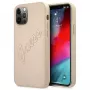 Guess Saffiano Vintage Script pevné puzdro pre Apple iPhone 12 Pro Max 6,7 palca - zlatá