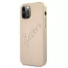 Guess Saffiano Vintage Script pevné puzdro pre Apple iPhone 12 Pro Max 6,7 palca - zlatá