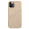 Guess Saffiano Vintage Script pevné puzdro pre Apple iPhone 12 Pro Max 6,7 palca - zlatá