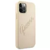 Guess Saffiano Vintage Script pevné puzdro pre Apple iPhone 12 Pro Max 6,7 palca - zlatá