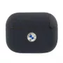 BMW AirPods Pro puzdro tmavomodré z pravej kože strieborné logo