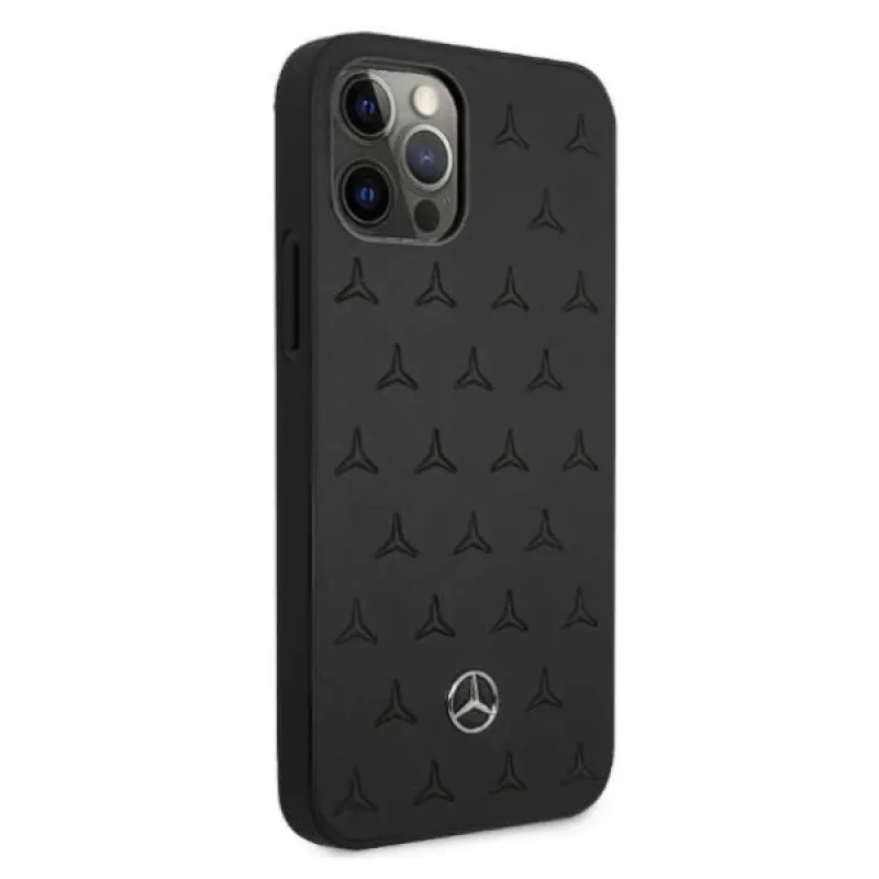 Mercedes-Benz iPhone 12 Pro Max 6,7 palca pevné puzdro koža Stars Pattern čierne