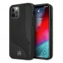 Mercedes-Benz iPhone 12 Pro Max 6,7 palca čierna pevná škrupina koža s perforáciou