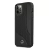 Mercedes-Benz iPhone 12 Pro Max 6,7 palca čierna pevná škrupina koža s perforáciou
