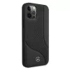 Mercedes-Benz iPhone 12 Pro Max 6,7 palca čierna pevná škrupina koža s perforáciou