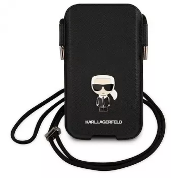Karl Lagerfeld Saffiano Ikonik Karl pevné puzdro pre iPhone 12/12 Pro 6,1 palca - čierne