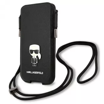 Karl Lagerfeld Saffiano Ikonik pevné puzdro pre Apple iPhone 12 Pro Max, čierne