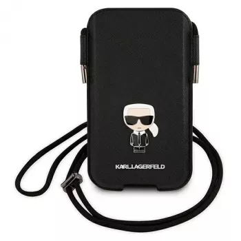 Karl Lagerfeld Saffiano Ikonik pevné puzdro pre Apple iPhone 12 Pro Max, čierne