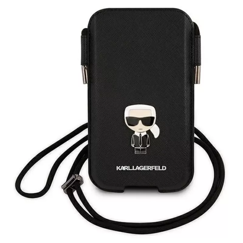 Karl Lagerfeld Saffiano Ikonik pevné puzdro pre Apple iPhone 12 Pro Max, čierne