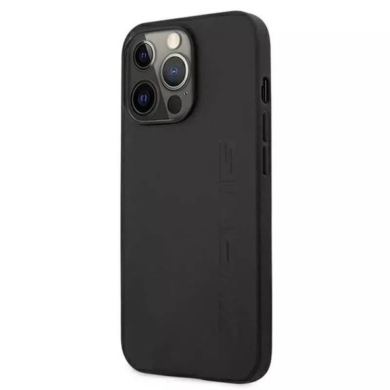 AMG AMHCP13LDOLBK pevné puzdro pre iPhone 13 Pro pravá koža Hot Stamped čierne