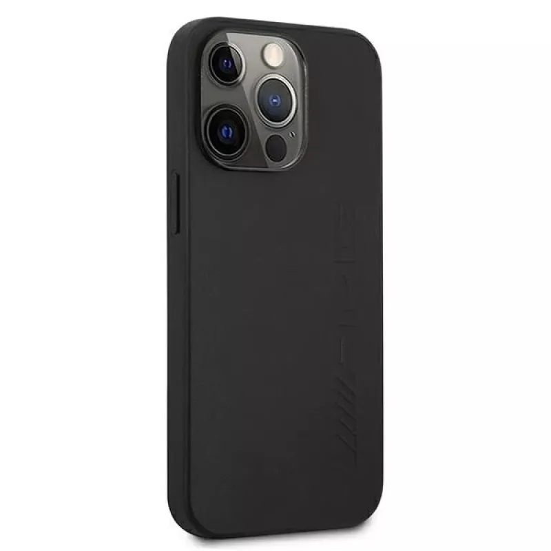 AMG AMHCP13LDOLBK pevné puzdro pre iPhone 13 Pro pravá koža Hot Stamped čierne