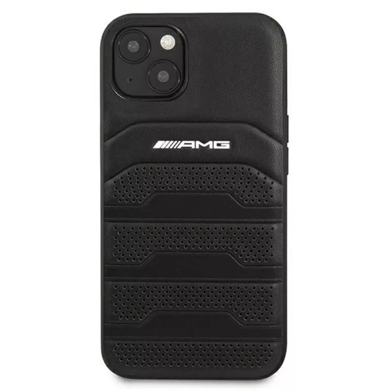 AMG AMHCP13SGSEBK iPhone 13 Mini 5,4 palca pevné puzdro koža čierne s vyrazenými líniami