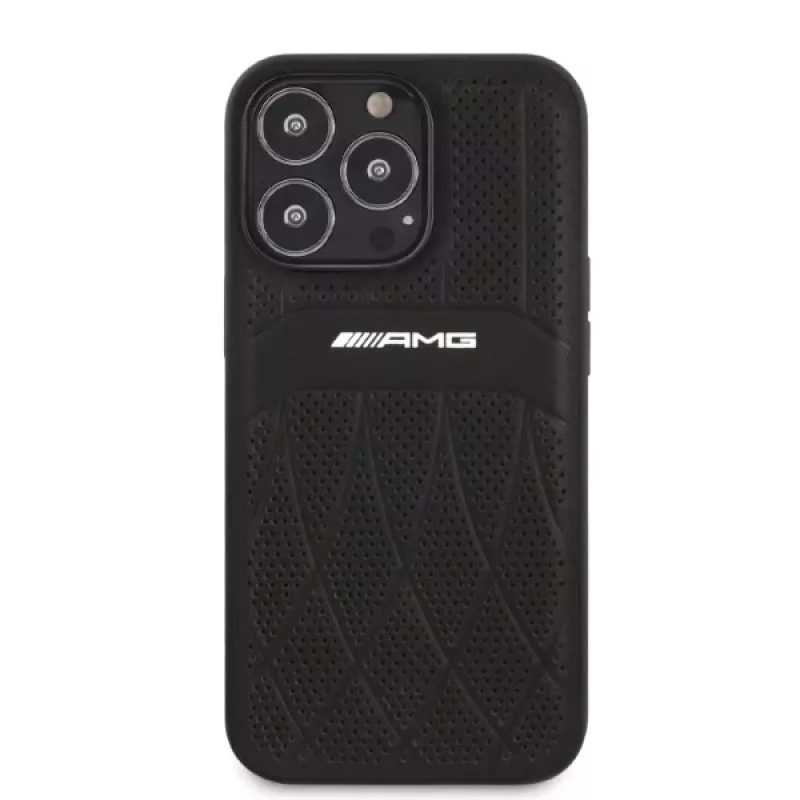 AMG AMHCP13LOSDBK pevné puzdro pre iPhone 13 Pro koža Curved Lines čierne