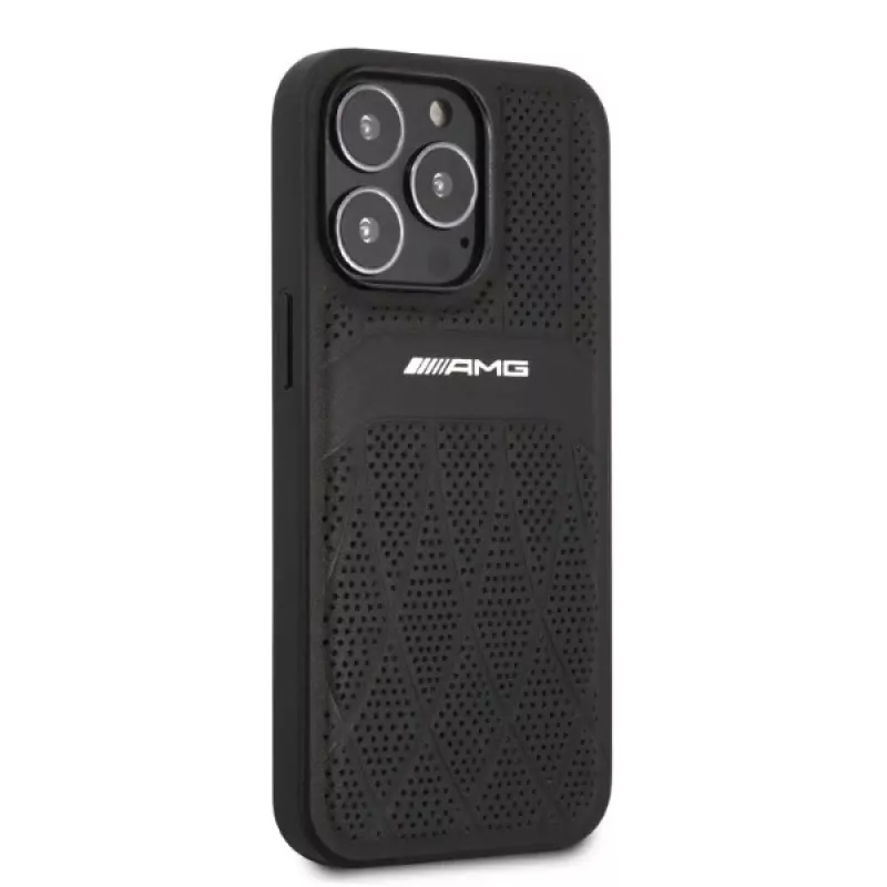 AMG AMHCP13LOSDBK pevné puzdro pre iPhone 13 Pro koža Curved Lines čierne