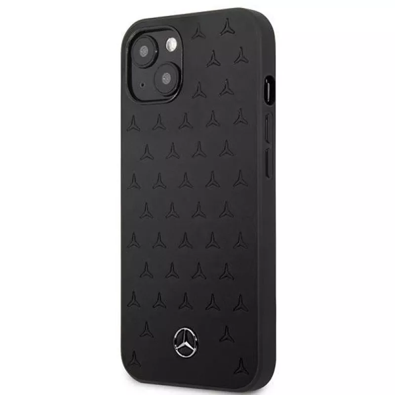 Mercedes-Benz iPhone 13 Mini pevné puzdro koža Stars Pattern čierne