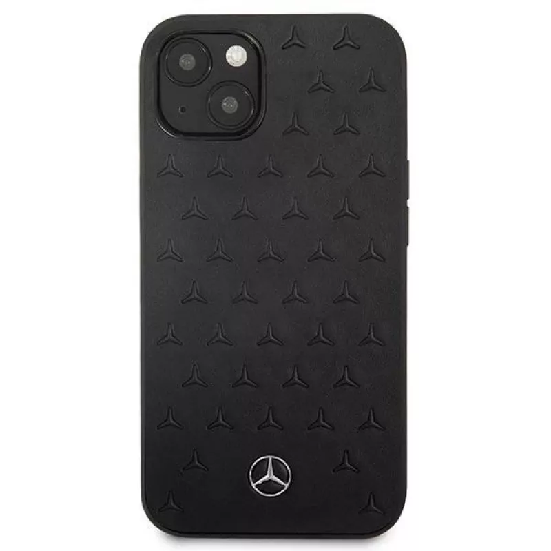 Mercedes-Benz iPhone 13 Mini pevné puzdro koža Stars Pattern čierne